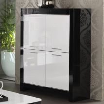 Lorenz Bar Unit In Black And White High Gloss With 4 Doors