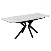 Loreto Wooden Extending Dining Table In White Marble Effect