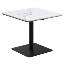 Loreto Wooden Square Bistro Bar Table In White Marble Effect