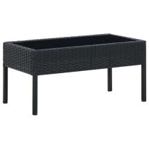 Macy Rattan Garden Coffee Table Large In Black With Glass Top