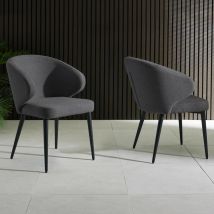 Mars Dark Grey Fabric Dining Chairs With Black Legs - Pair