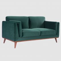 Martin Velvet 2 Seater Sofa In Emerald Green