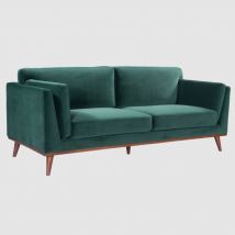 Martin Velvet 3 Seater Sofa In Emerald Green
