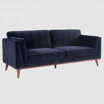 Martin Velvet 3 Seater Sofa In Midnight Blue