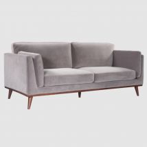 Martin Velvet 3 Seater Sofa In Stone Grey