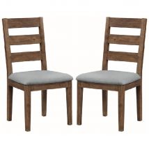 Ontario Dark Oak Wooden Dining Chairs With Fabric Seat In Pair