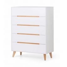 Abrina Chest Of Drawers Tall In Matt White And Oak