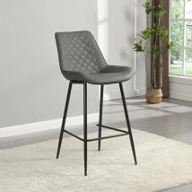 Oston Faux Leather Bar Chair In Grey With Anthracite Legs