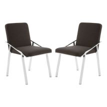 Markeb Black Fabric Dining Chairs With Silver Frame In A Pair