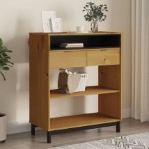 Reggio Solid Pine Wood Bar Table With 2 Drawers In Oak