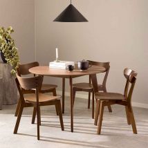 Riga Wooden Dining Table With 4 Chairs In Walnut