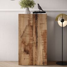 Salta Wooden Highboard With 2 Doors In Black And Pearl Oak