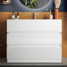 Sterling 80cm High Gloss Floor Standing Vanity Unit In White