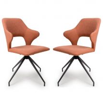 Vercelli Brick Fabric Dining Chairs In Pair