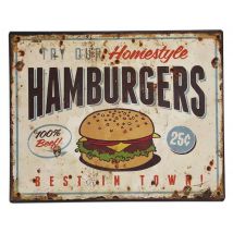 Nostalgisches Blechschild HAMBURGERS Dekoschild BBQ Vintage 25x20cm