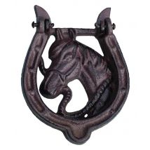 Nostalgie Türklopfer Hufeisen Pferd Gusseisen Rustikal Antik-Stil Braun