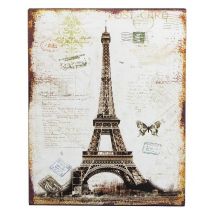 Nostalgie Blechschild Eiffelturm Paris Postkarte Deko-Schild 25x20cm