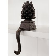 Dekohalter Haken für Kante Gusseisen Braun Tannen Zapfen Kantenhänger Vintage
