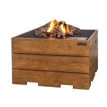 Happy Cocooning Feuertisch TEAK-Holz quadratisch schwarz 760 x 760 mm