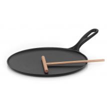 Le Creuset Crepes-Pfanne Gusseisen mit Holzschieber Schwarz 27cm