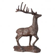 Rustikale Dekofigur Hirsch Gusseisen Antik-Braun 30cm