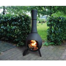 Terrassenofen Gusseisen Aztekenofen Terassenkamin Schwarz Gartenofen 144cm