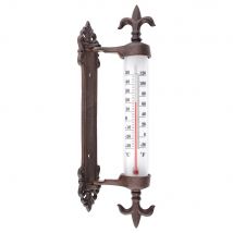 Fensterthermometer Lilie Antik-Stil Wandthermometer beweglich Gusseisen Braun