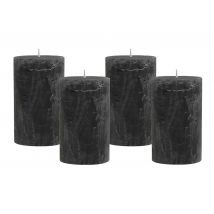 4 Rustic Stumpenkerzen Premium Kerze Anthrazit 6x10cm - 38 Std Brenndauer