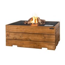 Happy Cocooning Feuertisch TEAK-Holz rechteckig schwarz 1070 x 800 mm