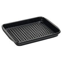 Riess Grilltasse Eckig Emaille Grillschale Schwarz Gelocht 42x32cm