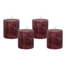 4 Rustic Stumpenkerzen Premium Kerze Dunkelrot 7x8cm - 40 Std Brenndauer