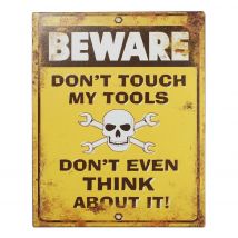 Blechschild DON'T TOUCH MY TOOLS Retro Vintage Dekoschild 25 x 20 cm