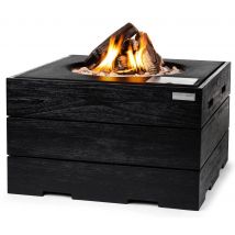 Happy Cocooning Feuertisch TEAK-Holz Black quadratisch schwarz 760 x 760 mm