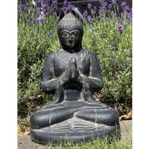 Buddha Figur 30 cm Guss-Stein Massiv Frostsicher Sitzend Gruß Garten Statue