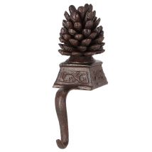 Dekohalter Haken für Kante Gusseisen Braun Tannen Zapfen Kantenhänger Vintage