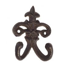 Garderobenhaken Lilie Doppel Kleiderhaken Wandhaken Gusseisen Braun