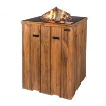 Happy Cocooning Feuertisch Teak-Holz Stehtisch quadratisch schwarz 760x1000mm