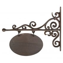 Rustikales Türschild Namenschild Oval Gusseisen Antik-Braun 32cm