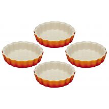 Le Creuset Tarte-Form 4er-Set Steinzeug Ofenrot 11cm