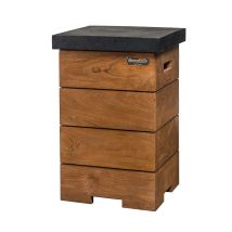Happy Cocooning Beistelltisch Teak für Gasflasche schwarz 410 x 410 x 620 mm