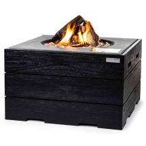 Happy Cocooning Feuertisch TEAK-Holz Black Grau quadratisch schwarz 760 x 760 mm