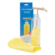 Flaschenhexe Set Trinkflasche einfach trocknen Flaschenbürste 2 x Mikrofasertuch