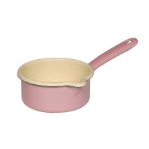 Riess Stielkasserolle mit großem Ausguß Emaille Stieltopf Pastell Rosa 12cm