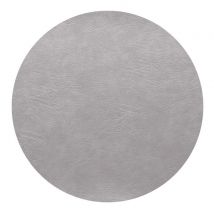 ASA Selection Tischset Rund Grau Silver Cloud Vintage Leder-Optik Platzset