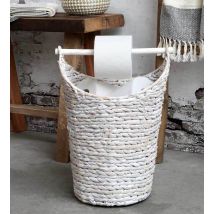 Chic Antique Toilettenpapierhalter mit Korb für Klopapier Rattan Weiß