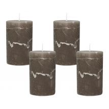 4 Rustic Stumpenkerzen Premium Kerze Dark Taupe 6x10cm - 38 Std Brenndauer