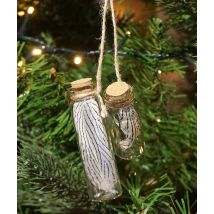 Christbaumschmuck Flasche zum Befüllen mit Korken Flaschenpost Feder 2 Stück