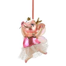 Giftcompany Christbaumschmuck Schweinchen Ballerina Hänger Glas Rosa 12cm