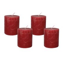4 Rustic Stumpenkerzen Premium Kerze Rot 7x8cm - 40 Std Brenndauer