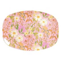 Rice Melamin Teller Oval Daisy Dearest Pink Blumen Muster Melaminteller